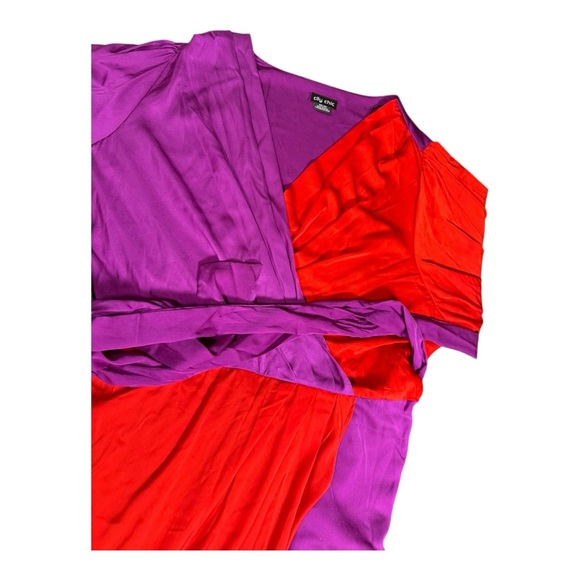 City chic Red and Purple Wrap Dress size xxl/24 - Picture 5 of 12